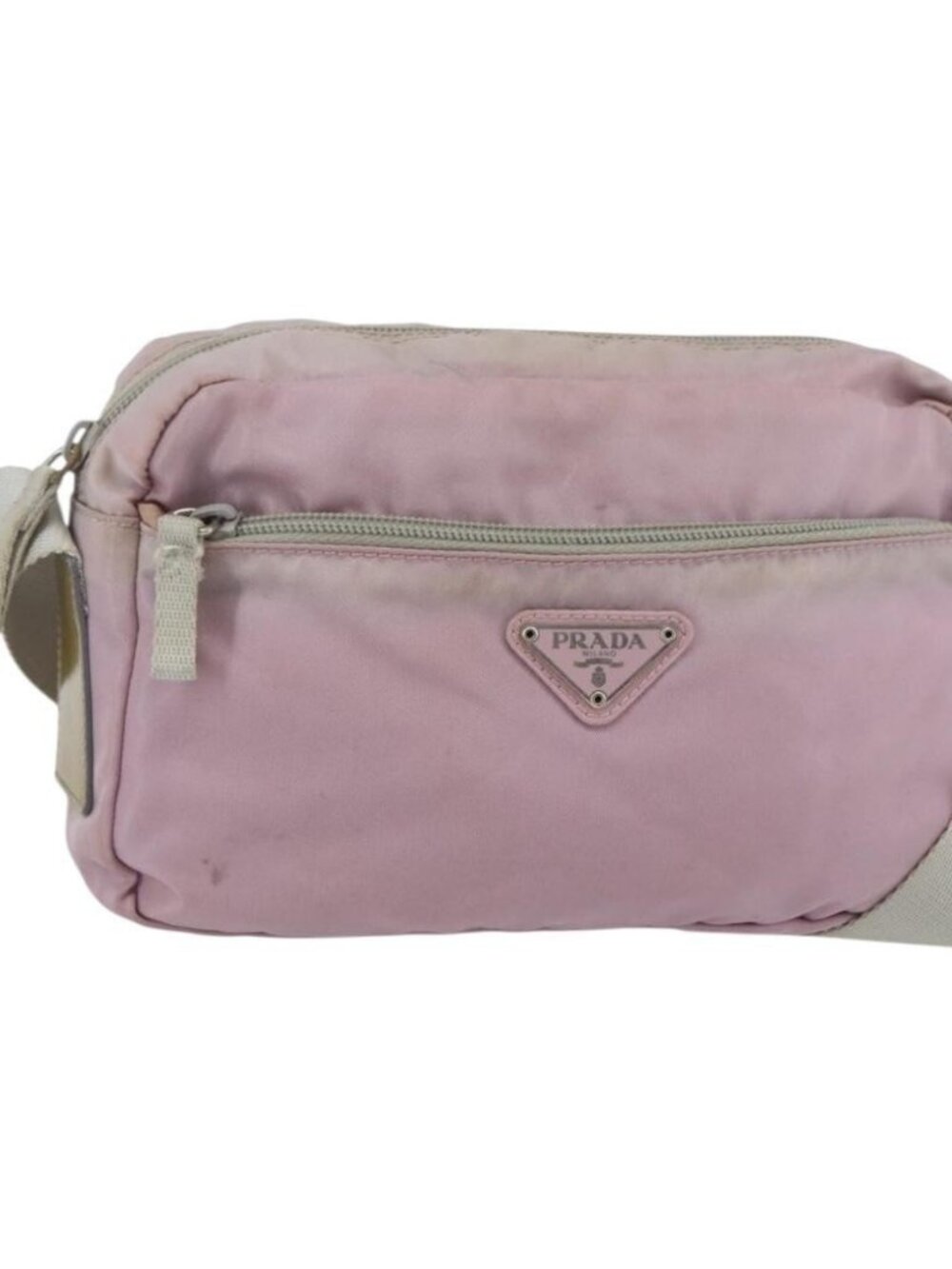 Authentic PRADA Shoulder Bag Nylon Pink Silver